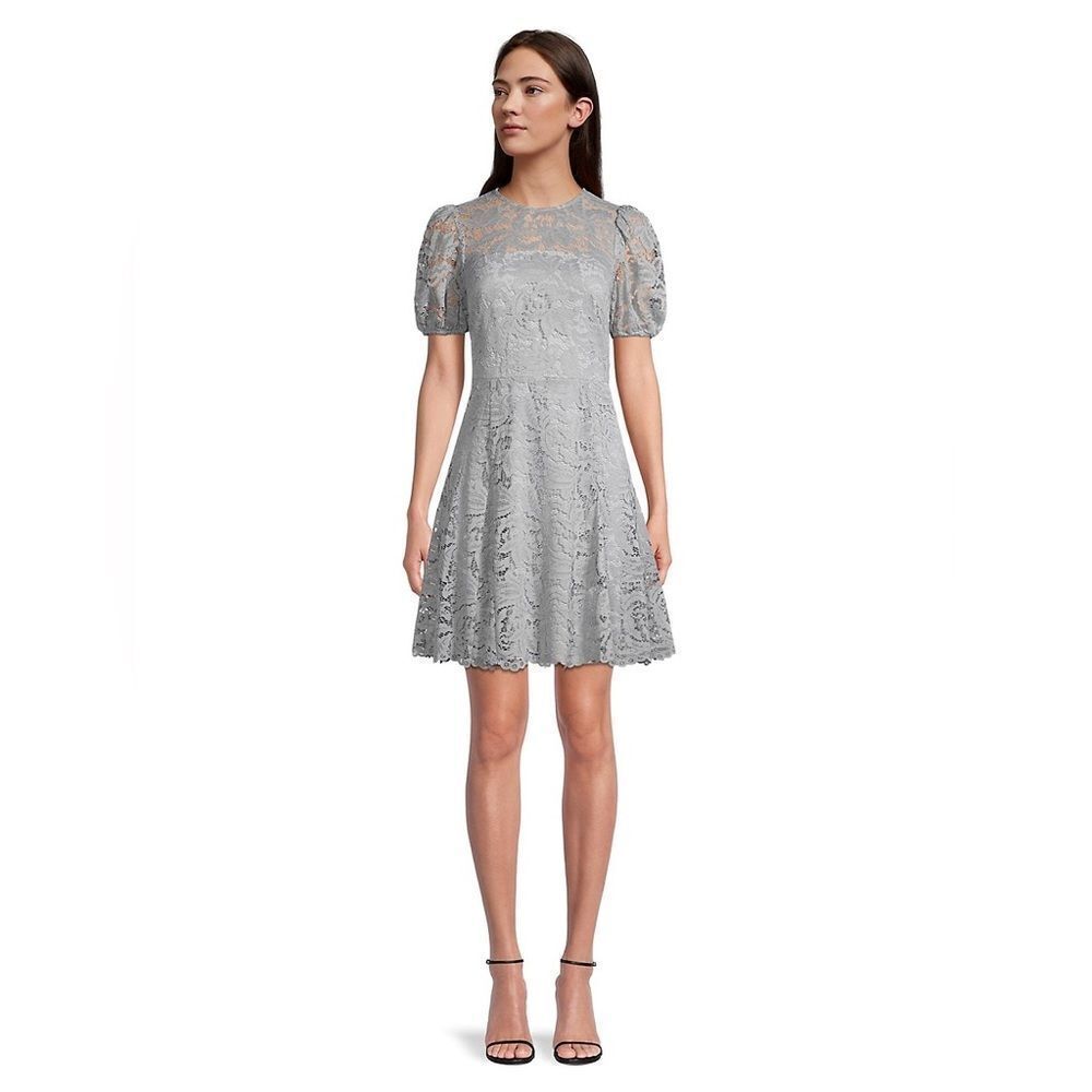 Vince Camuto Short Sleeve Lace Fit and Flare Dress